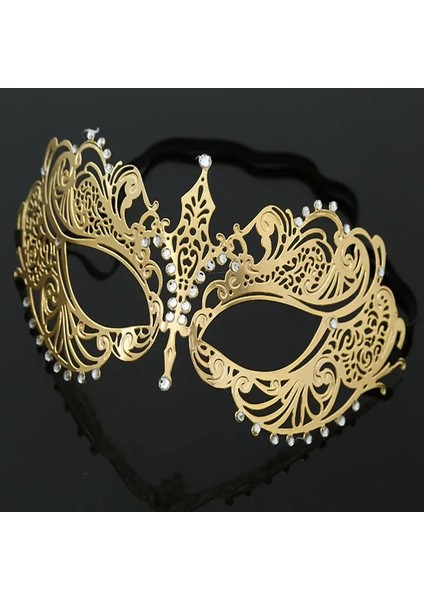 Gül Altın Yetişkin Metal Telkari Çift Kostüm Masquerade Maske Çifti Venedik Balo Balo Olay Mardi Gras Rhinestone Parti Maskesi (Yurt Dışından) fırsatları