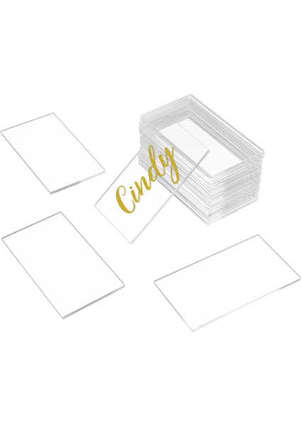 5X9X0.1 cm 50 Adet Şeffaf Akrilik Düğün Masa Ayarı Için Yer Kartları, Dikdörtgen Akrilik Boşluklar Plaka, Akşam Yemeği Partileri Için Oturma Isim Kartları (Yurt Dışından) modelleri
