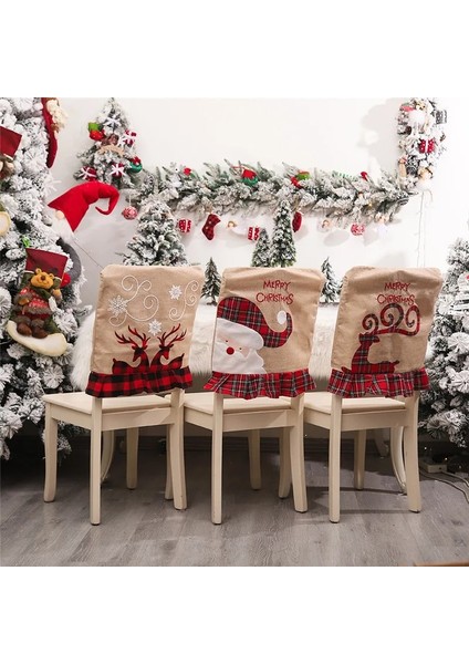 21-Siyah Kafes 2023 Yüksek Kaliteli Navidad 2022 Noel Noel Baba Sandalye Kapak Ev Yemeği Dekor Için Noel Süslemeleri Süsleme Yeni Yıl 2024 (Yurt Dışından)