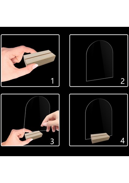 14X10CM Sadece Kartlar 10 Adet Arch Akrilik Tabela Seti Boş Şeffaf Akrilik Levha Yuvarlak Üst Ahşap Yer Kart Sahipleri Düğün Için Akrilik Masa Kartları (Yurt Dışından)