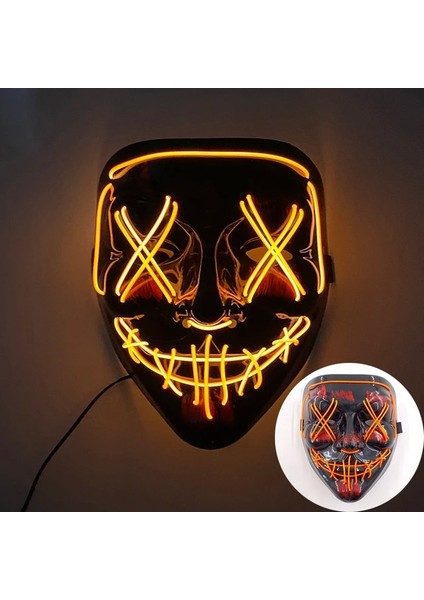 06 Cadılar Bayramı Renkli Işık Up Korkunç Maske Aydınlık LED Tasfiye Maskesi Tam Yüz Cosplay Bar Parti Parlayan Maske Rave Festivali Malzemeleri (Yurt Dışından)