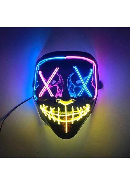 06 Cadılar Bayramı Renkli Işık Up Korkunç Maske Aydınlık LED Tasfiye Maskesi Tam Yüz Cosplay Bar Parti Parlayan Maske Rave Festivali Malzemeleri (Yurt Dışından) indirimleri