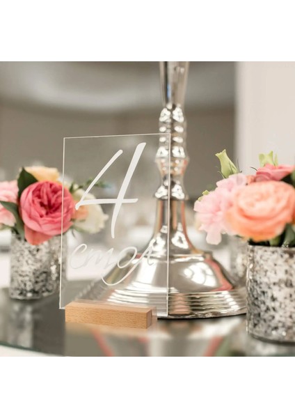 B 10 Adet 5/10 Set Akrilik Burcu Şeffaf Masa Işareti Standı Ile, Boş Masa Numarası Düğün Olay Parti Restoran Centerpieces Dekor Için Standı (Yurt Dışından)