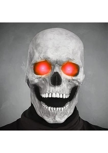 A-Kırmızı Işık Cadılar Bayramı Maskesi Hareketli Çene Kafatası Maskesi Kask Cadılar Bayramı Korku Korkunç Maske Cosplay Misk Parti Dekor 2023 Kafatası Kask (Yurt Dışından)