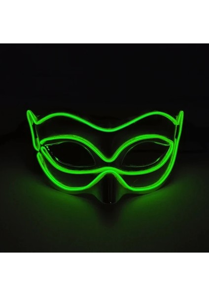 01 Limon Yeşili Cadılar Bayramı 10 Renk LED Neon El Tel Maske Cosplay Aydınlık Tilki Maskesi Dans Parti Elbise Aksesuarları (Yurt Dışından)