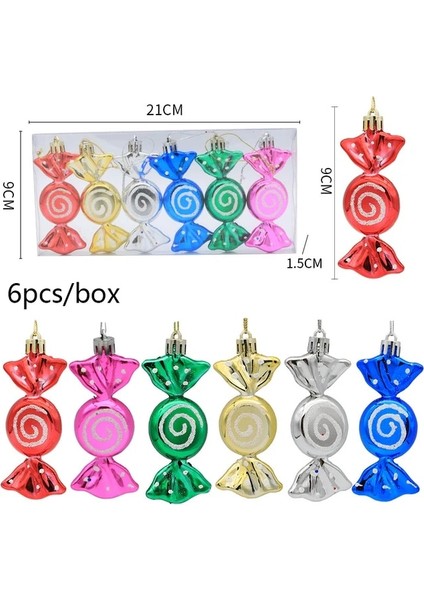 Çok Renkli Şeker Bir 6 Adet/grup Noel Ağacı Kolye Galvanik Kırmızı Lolipop Şeker Noel Noel Çocuk Hediye Noel Ev Dekor Yeni Yıl 2023 Navidad (Yurt Dışından)