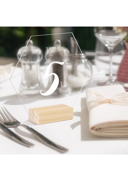 B 10 Adet 5/10 Set Akrilik Burcu Şeffaf Masa Işareti Standı Ile, Boş Masa Numarası Düğün Olay Parti Restoran Centerpieces Dekor Için Standı (Yurt Dışından)