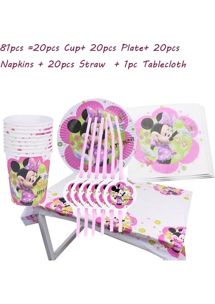 81 Adet Set Disney Minnie Mouse Doğum Günü Dekor Bebek Kız Iyilik Parti Dekor Diy Doğum Günü Numarası Balon Kombinasyonu Bebek Duş Hediyeleri Kız Için (Yurt Dışından)