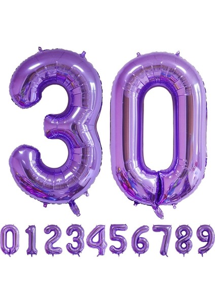 Mor 40 Inç Mor Numarası Folyo Balonlar Şekil Helyum Balon Prenses Kız Doğum Günü Partisi Düğün Süslemeleri Yıldönümü Dekoru (Yurt Dışından)