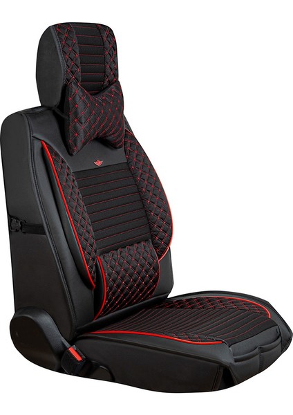 Nissan Skystar Lüx Deri Oto Koltuk Kılıfı 5'li Set Tam Takım Urban Siyah Kırmızı indirimleri