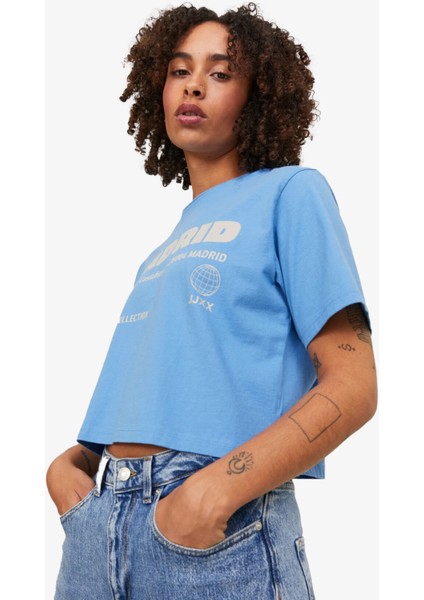 Jxjoda Kadin Mavi T-Shirt 12244372-SILVERLAKEBLUE