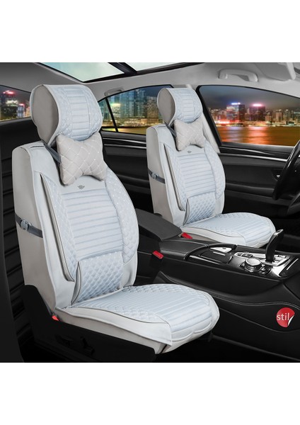 Chery Tiggo Lüx Deri Oto Koltuk Kılıfı 5'li Set Tam Takım Urban Açık Gri