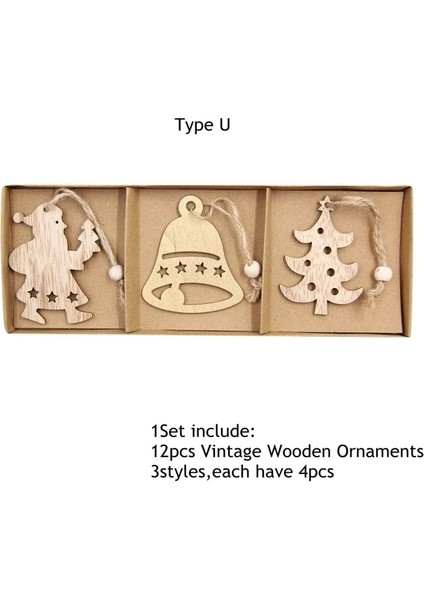 Kutu Tipi U 12 Adet/kutu Vintage Hollow Noel Ahşap Kolye Süsler Noel Partisi Süslemeleri Noel Ağacı Süsler Asılı Hediyeler (Yurt Dışından) fiyatları