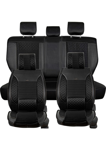 Jeep Comander Lüx Deri Oto Koltuk Kılıfı 5'li Set Tam Takım Urban Tam Siyah