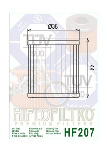 HF207 2004-2023 Kawasaki Kx 250 Uyumlu Yağ Filtresi