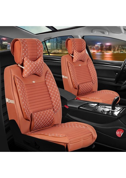 Jeep Comander Lüx Deri Oto Koltuk Kılıfı 5'li Set Tam Takım Urban Tarçın