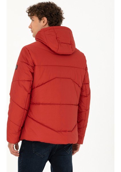 Erkek Kiremit Kapüşonlu Şişme Spor Mont 50275489-VR051