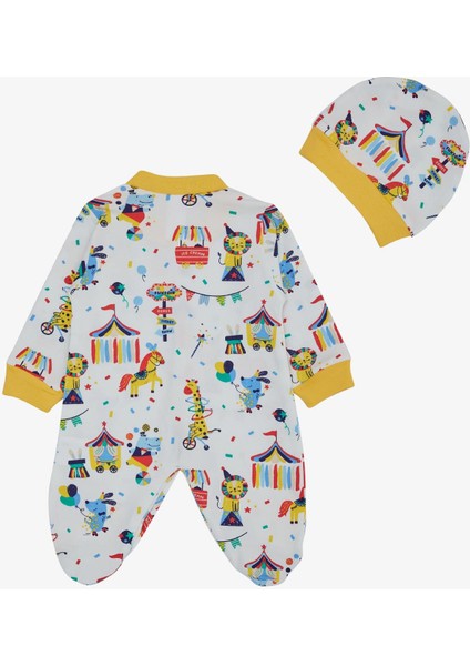 Erkek Bebek Patikli Tulum Sirk Temalı 0-6 Ay, Beyaz fiyatları