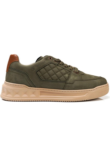 17002 Hakiki Deri Erkek Sneaker Ayakkabı Haki
