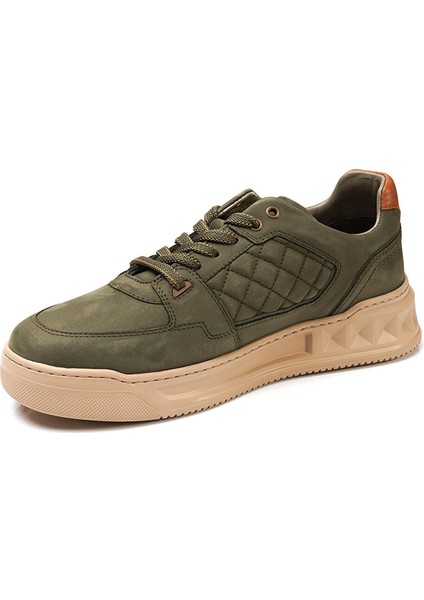 17002 Hakiki Deri Erkek Sneaker Ayakkabı Haki modelleri