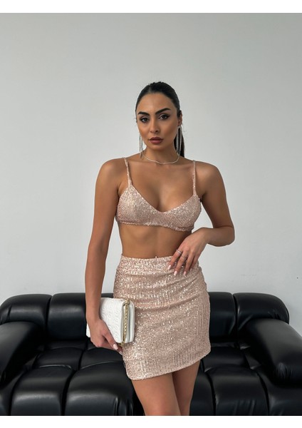 Kadın Ayarlanabilir Askı Pul Payet Işleme Pudra Büstiyer