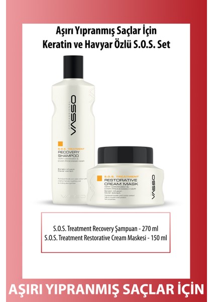 Women Yıpranmış Saçlar Için Acil Kurtarma Seti Keratinli Şampuan ve Keratinli Saç Maskesi 260ML+150ML SAMMASK260150