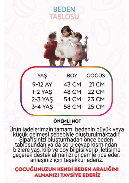 Kız Bebek Çocuk Elbise Tüllü Tütü Astarlı