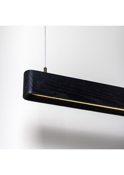 Siyah Masif Ahşap Avize - Lineer LED Aydınlatma - El Yapımı - Soft