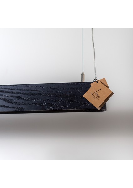 Siyah Masif Ahşap Avize - Lineer LED Aydınlatma - El Yapımı - Soft
