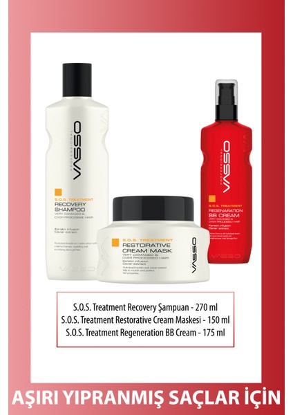 Aşırı Yıpranmış Saçlar Için Keratinli ve Havyarlı Tam Bakım Seti (Şamp 270ML-MASKE150ML-BBCREM175ML Sossetbakım2