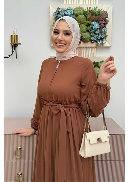 Fırfırlı Elbise Bym1 Taba fırsatları