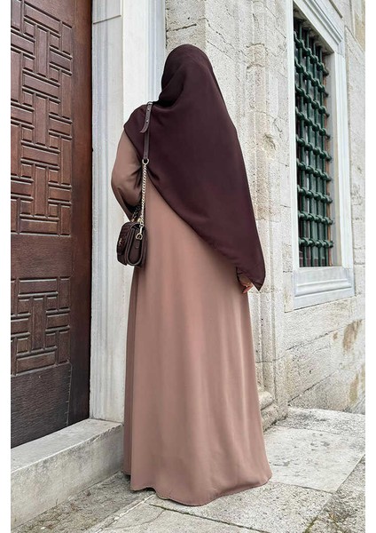 Çizgi Detaylı Boydan Fermuarlı Tam Boy Ferace BYM11 Vizon fırsatları