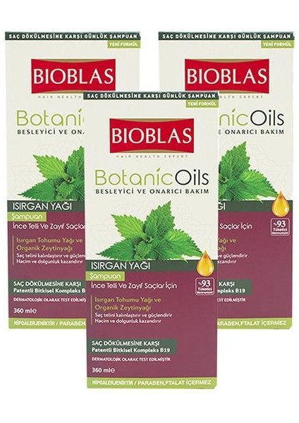 Botanic Oils Şampuan Isırgan Yağı Ince Telli & Zayıf Saçlar Için Şampuan 360 Ml X 3 Adet