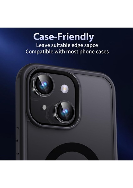 Apple iPhone 15 Uyumlu Safir Kamera Lens Koruyucu Orijinal Kenarı Çıkıntılı Model Uygulama Aparatlı