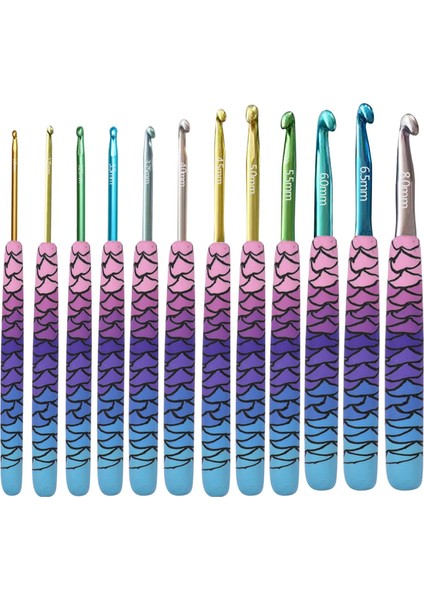 Çok Renkli Alüminyum Tığ Işi, Art Alüminyum Örgü Seti, Dikiş Markörü 2.25-8.0mm Denizkızı (Yurt Dışından)