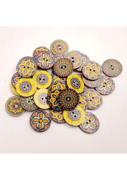100 Kar Vintage Ahşap Düğ Toplu Çiçek Düğ Sarı 20MM (Yurt Dışından) fiyatları