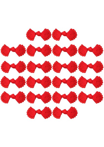 20 Pairs El Yapımı Gelenek Çin Knot Kapakları Boncuklu Elbise Kostüm Kırmızı (Yurt Dışından)