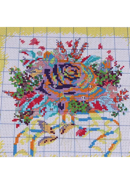 Çiçek Ş Damgalı Baş Şkinler Için Ön Ş Başlangıç Desenleri, Nakış Iğne Noktası, 27 x 27CM 14CT (Yurt Dışından)