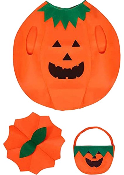 3pcs Cadılar Bayramı Balkabağı Kostümü, Yetişkinler Için Şapka ve Çanta ile Kabak Cosplay Parti Elbiseleri (Yurt Dışından)