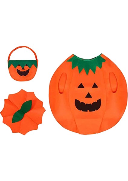 3pcs Cadılar Bayramı Balkabağı Kostümü, Yetişkinler Için Şapka ve Çanta ile Kabak Cosplay Parti Elbiseleri (Yurt Dışından)