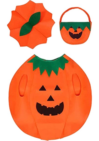 3pcs Cadılar Bayramı Balkabağı Kostümü, Yetişkinler Için Şapka ve Çanta ile Kabak Cosplay Parti Elbiseleri (Yurt Dışından)