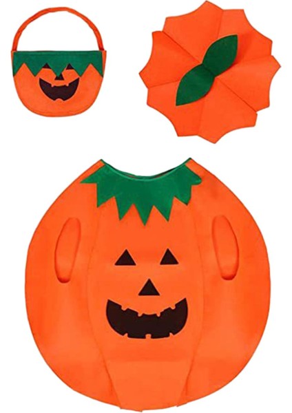 3pcs Cadılar Bayramı Balkabağı Kostümü, Yetişkinler Için Şapka ve Çanta ile Kabak Cosplay Parti Elbiseleri (Yurt Dışından)