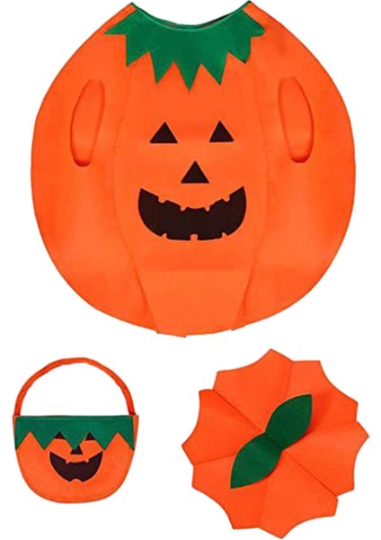 3pcs Cadılar Bayramı Balkabağı Kostümü, Yetişkinler Için Şapka ve Çanta ile Kabak Cosplay Parti Elbiseleri (Yurt Dışından)