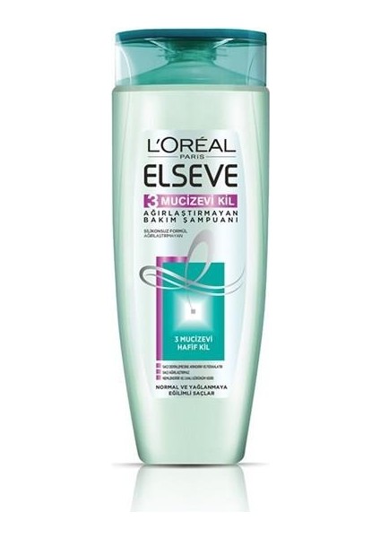 Elseve 3 Mucizevi Kil Ağırlaştırmayan Bakım Şampuan 550 Ml