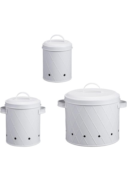 Restoran Depo Sayacı Beyaz Için Kapaklı 3 Parça Patates Soğan Sarımsak Seti (Yurt Dışından)