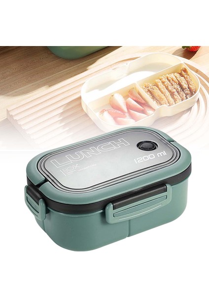 1200ML Bento Box Öğle Yemeği Kabı 2 Katlı 3 Bölmeli Mühürlü Hafif Yeşil (Yurt Dışından) indirimleri