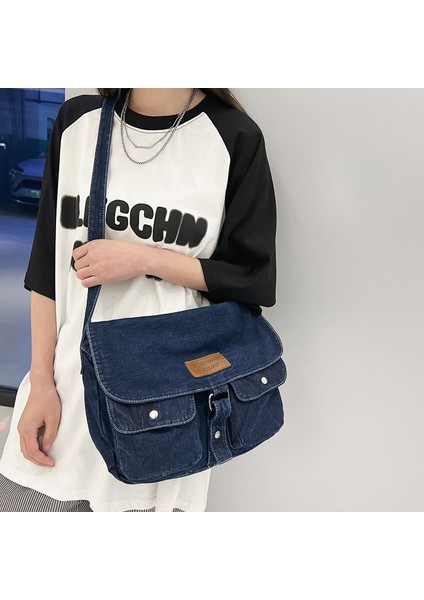 Ilkbahar Yaz Orijinal Küçük Taze Çapraz Omuz Denim Büyük Kapasiteli Omuz Çantasısı (Yurt Dışından) modelleri