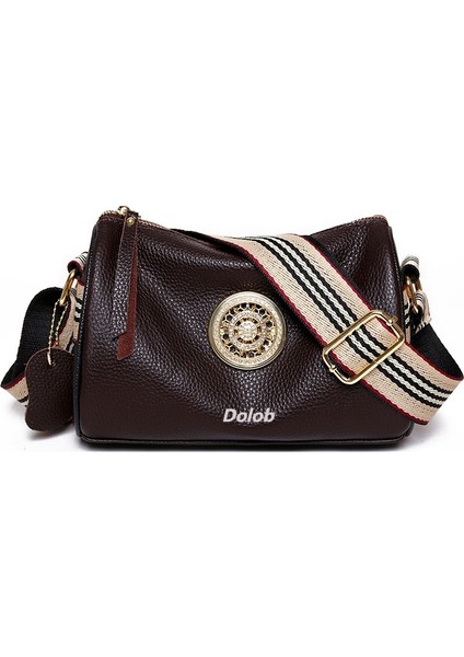 Deri Kadın 2024 Stil Geniş Omuz Askısı Tek Omuz Crossbody Ilk Katman Dana Derisi Çanta (Yurt Dışından)