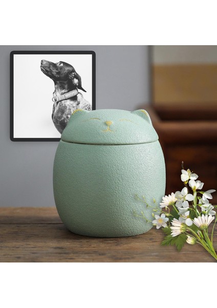 Şekli Seramik, Pet Dekoratif Urns, 500ML Tencere Yeşil (Yurt Dışından)
