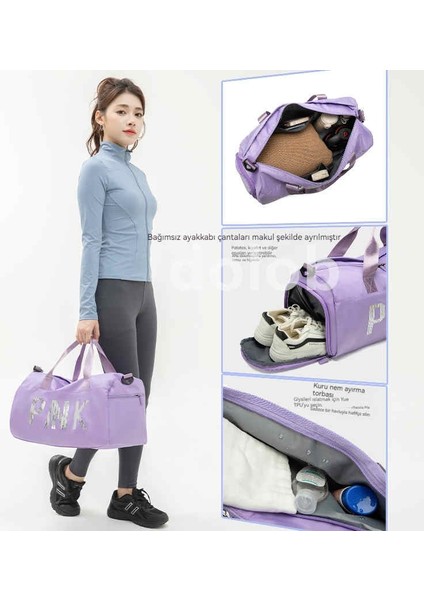 Erkek Kadın Kısa Mesafe Bagaj Büyük Kapasiteli Taşınabilir Mektup Seyahat Kuru Islak Ayırma Yoga Spor Çantası (Yurt Dışından)